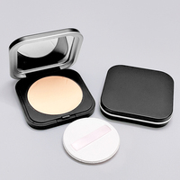 Boîte d'emballage vide pour cils, boîtier Compact avec miroir Blush, tracteur maquillage, étui de luxe mat noir