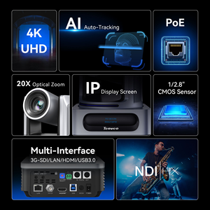 Cámara PTZ 4K 20X NDI POE para Transmisión <span class=keywords><strong>en</strong></span> Vivo, Controlador de Teclado, Videoconferencia, Estudio, Transmisión <span class=keywords><strong>en</strong></span> Vivo, Controlador de Joystick IP - Product Image 2