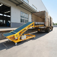 Convoyeur à bande automatisé hydraulique robuste pour le chargement et le déchargement de conteneurs de camions, adapté aux cartons et aux sacs