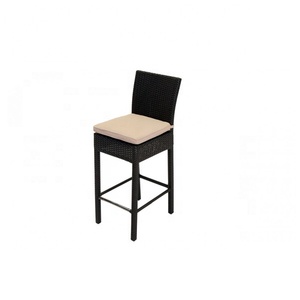 Restaurante Silla alta de ratán negro Taburete de barra de mimbre al aire libre con respaldo Juegos de muebles de jardín al aire libre - Product Image 6