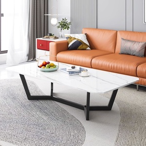 Tavolino <span class=keywords><strong>da</strong></span> <span class=keywords><strong>Salotto</strong></span> Moderno e Lussuoso, Quadrato e Basso, in Acciaio Inossidabile Nero e Oro con Pietra Pictografica, per Uso Domestico - Product Image 4