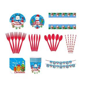 Ensemble de tampons de Noël bleus, 10 pièces, vaisselle de fête en plastique pour célébrations festives - Product Image 1