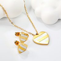 Parure de bijoux cœur personnalisée en acier inoxydable plaqué or, étanche, avec pendentif coquillage, collier et boucles d'oreilles pour occasions festives 2025