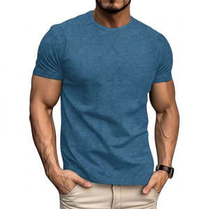 T-shirts Athlétiques Basiques à Col Rond pour Hommes, Hauts Décontractés 100% Coton 160 GSM, Mode Estivale, Logo Personnalisé OEM, Vente en Gros - Product Image 3