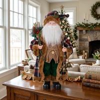 Figurine de Père Noël en fourrure marron à motif écossais, décoration de Noël pour intérieur, best-seller
