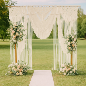 Suspension murale en macramé tissée à la main en coton, style Art Déco Media <span class=keywords><strong>Luna</strong></span>, pour arche de mariage, fleurs, design saisonnier, occasions romantiques - Product Image 2