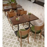 Ensemble table et chaises rétro pour usage commercial, idéal pour les restaurants de hamburgers, poulet frit, snack-bars, cafés et restaurants de hot pot, avec table longue