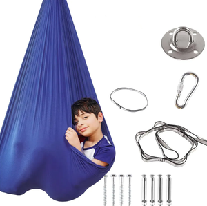 पोर्टेबल फोल्डिंग बच्चे चिकित्सा या अवकाश के समय के इनडोर या आउटडोर के लिए संवेदी हवाई हैममॉक स्विंग - Product Image 2