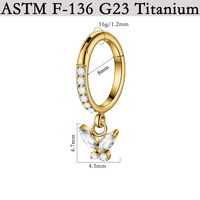 Bijoux en titane ASTM F136, anneaux segmentés articulés avec étoiles en zircon, boucles d'oreilles créoles pendantes pour piercing de cartilage et de lobe