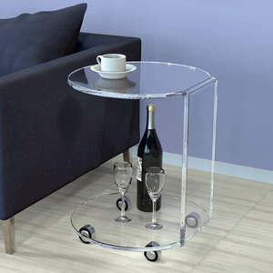 Di alta qualità durevole a forma di C rotondo in acrilico chiaro divano lato ruote da tavolo Design moderno per mobili per la casa per soggiorno camera da letto - Product Image 3