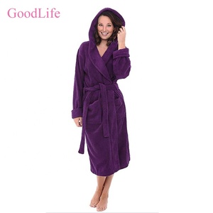 Luxury <strong>Hooded</strong> Terry Cloth <strong>Robes</strong> Women Cotton Sleepwear Shawl Collar Bathrobe With Hood - Product Image 5