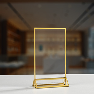 Hiện đại vàng-edged Acrylic Bảng thẻ hiển thị đứng <span class=keywords><strong>cross</strong></span>-biên Giới cho Amazon đám cưới số tấm chủ l-hình thiết kế phong cách - Product Image 3