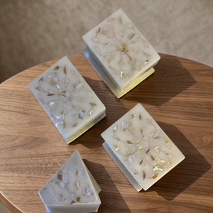 Stonecrafts International Handcrafted White Marble Jewelry <b>Box</b> Yellow Mother Pearl Inlay Floral Stone <b>Trinket</b> for Christmas - Product Image 2
