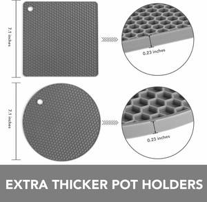 Wholesaler 4Pcs Heat Resistant Pot Holders Hot Mat Silicone Trivet Mats Multipurpose Non-Slip Hot Pads for Kitchen Potholders - Product Image 2