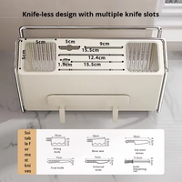 Porte-couteaux multifonctionnel en métal, support pour couvercles de casseroles, étagère de rangement de cuisine durable, installation à deux voies