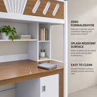 Lit superposé double en métal au design contemporain avec bureau, armoire et étagère intégrés pour dortoir scolaire, appartement, mobilier
