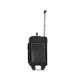 Venta al por mayor de moda PU cuero equipaje cabina <span class=keywords><strong>maleta</strong></span> 4 <span class=keywords><strong>ruedas</strong></span> <span class=keywords><strong>piloto</strong></span> equipaje para hombres mujeres equipaje con <span class=keywords><strong>ruedas</strong></span> - Product Image 3
