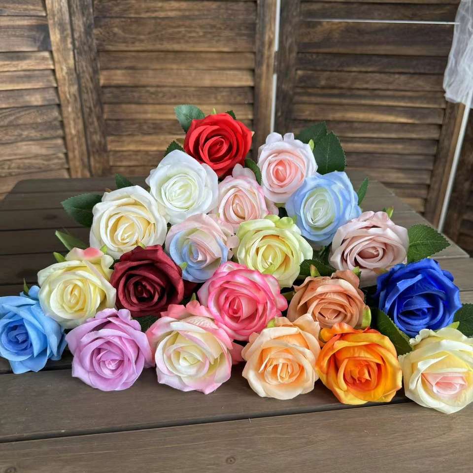 Single stem Silk Real Touch Roses Home Decor Artificial Wedding Flowers ...