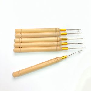 50pcs Micro anneau boucle enfileur outils d'extension de cheveux support en bois fil tirant aiguille tirant aiguille pour bâton I pointe cheveux - Product Image 4