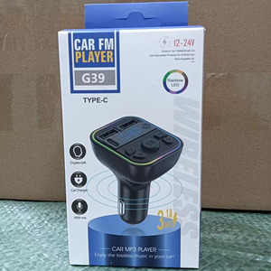 Распродажа G39 Автомобильный fm-передатчик MP3-плеер двойной Usb Type-C зарядка Красочный светодиодный модулятор освещения мультимедийный плеер - Product Image 6