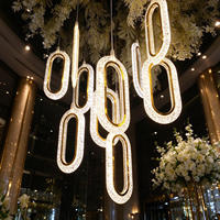 Luminaire suspendu ovale en acrylique LED de luxe pour la décoration de mariage, salle de banquet, scène, fête, événement