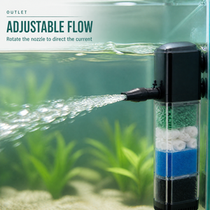Filtro Interno Multicapa para Acuario, Purificador de Agua Sumergible de 12W para Pecera con Boquilla de Salida Ajustable - Product Image 1