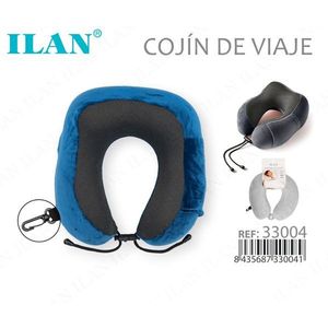 Cuscino da viaggio ILAN blu in viscoelastico per il supporto del collo durante viaggi in aereo e in auto - Product Image 1