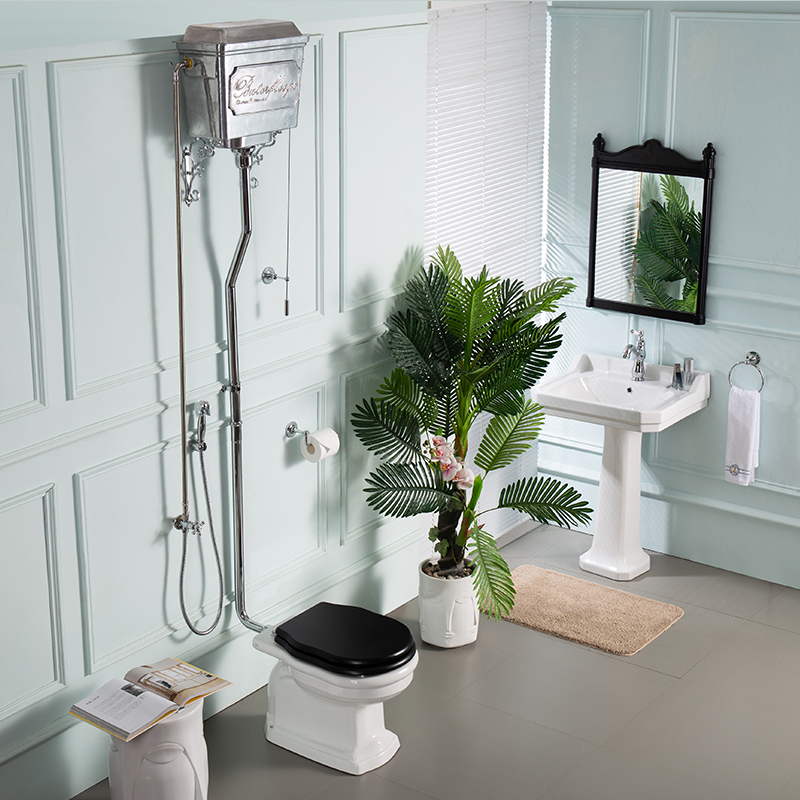 Silver cistern high level WC set