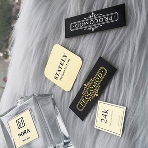 custom new design logo label uv transfer stickers perfume bottle packaging boxes metallic stickers labels tag