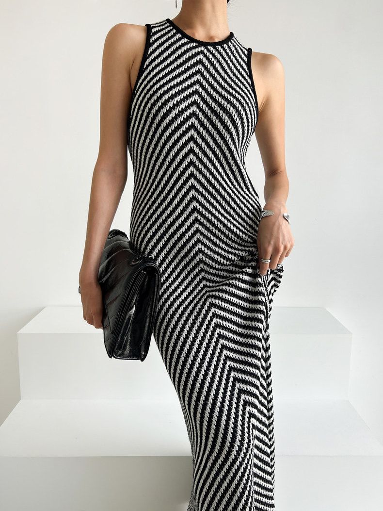 Trending Black White Chevron Dress - Sex Appeal & Style