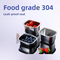 304 Edelstahl Quadratische Mikrowellengeeignete Tragbare Lunchbox Suppenschüssel Bento-Behälter mit Frischhalte-Deckel