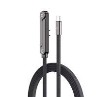 90-Grad-Winkel Nylon-Ummanteltes Typ-C Datenkabel, Schnelles Laden & Hochgeschwindigkeits-Datenübertragung, Mit Klappbarem Telefonhalter