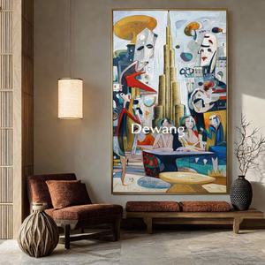 Peinture à l'huile abstraite cubiste colorée sur mesure en gros, art mural horizontal, décoration intérieure, peinture réaliste tendance - Product Image 2