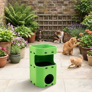 Villa pour <span class=keywords><strong>chat</strong></span> en fibre de polyester de luxe, maison pour animaux à 2 étages pour 1 à 2 chats - Product Image 1