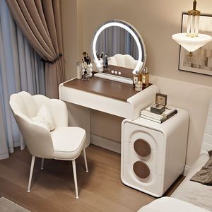 Tocadores de Maquillaje con Altavoz Bluetooth y Espejo Ajustable, Elegante Tocador de Madera para Dormitorio, Muebles de Decoración para el Hogar - Product Image 2