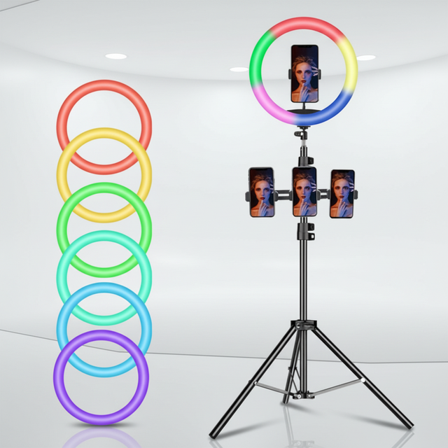 RGB LED Ring Light with CRI 90 Dimmable ABS for Live Streaming Makeup Photography DC 5V