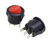 Sakelar Daya Rocker Lubang Bundar 3-Pin 2-Gear/2-pin 2-Gear 15mm Nylon 6A 250V