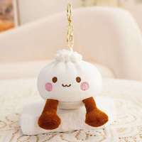 Porte-clés en peluche super douce Melanth en forme de petit pain vapeur, jouet miniature alimentaire, décoration de sac à dos, cadeaux d'anniversaire, anti-stress, vente en gros