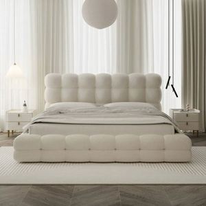 Cotton Candy Lambskin Velvet Upholstery Eco-Friendly <b>Oak</b> <b>Frame</b> Box Spring Full Size Modern Simple Bunk Bed WL Model 8456 - Product Image 1