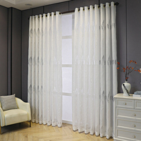 Rideaux Jacquard Européens, Filtrant la Lumière, en Polyester, Modernes, Broderie Feuille Blanche, Voilages pour la Maison