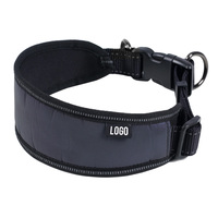 Collier pour chien robuste et large, ultra confortable, rembourré, avec surpiqûres réfléchissantes et anneau en D en métal