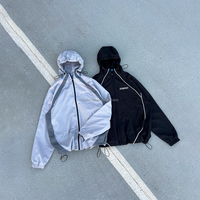 Ensemble de survêtement personnalisé, veste coupe-vent et pantalon de survêtement en nylon, ensemble 2 pièces, survêtement de jogging, bande réfléchissante 3M, survêtement coupe-vent