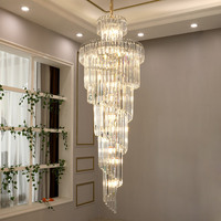 Cristal de luxe pour bâtiment en duplex Escalier Hall d'hôtel Villa Salon-Pendentif rotatif Lumière Creuse Milieu pour l'ingénierie