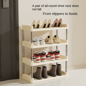 <span class=keywords><strong>Stackable</strong></span> đôi-tầng lối vào lưu trữ <span class=keywords><strong>Organizer</strong></span> Giày giá đứng tiết kiệm không gian nhựa kim loại cho phòng khách lối vào - Product Image 3