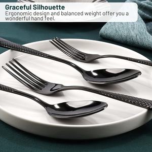Ensemble de couverts en acier inoxydable 18/10 brillant de luxe moderne, couteau, cuillère, fourchette, argenterie, ensemble de couverts argentés pour hôtel, restaurant - Product Image 5