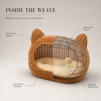 Lit pour chien et chat en forme ovale en PP, style moderne et classique, avec coussin amovible, emballage en carton écologique, adapté à tous les animaux.