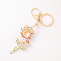 Luxe prachtige collectie schattige met diamanten ingelegde roos autosleutelhanger damestasaccessoire bloem metalen hanger cadeau-sieraden