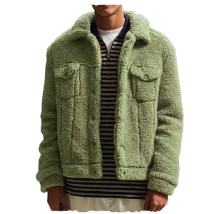 OEM Custom Embroidery Logo Unisex <b>Sherpa</b> Jacket Casual Style Stand Collar Oversized Winter Casual Thick <b>Sherpa</b> <b>Fleece</b> Jacket - Product Image 1