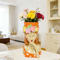 Vase à fleurs décoratif élégant et créatif, statue de buste de fille en résine, pot de fleurs, ornements pour la décoration intérieure et extérieure