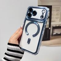 Coque de téléphone magnétique à motif CD électroplaqué pour iPhone 18 17 16 15 14 Pro Max, Housse transparente avec protection d'objectif